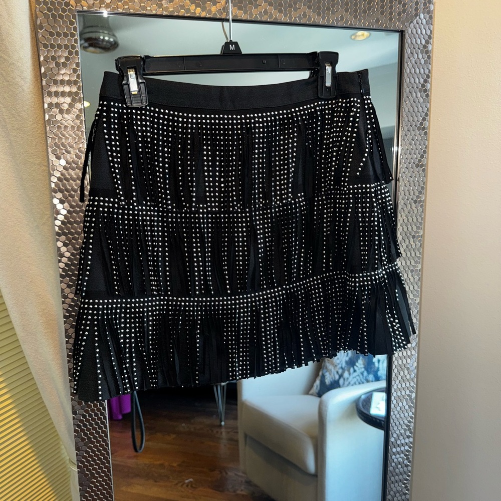 Elegant Black Studded Mini Skirt